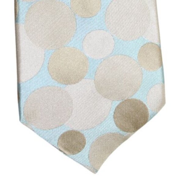 Ted Baker London 100% Silk Tie |  Mint Green & Gold Beige Polka Dot - Picture 6 of 6
